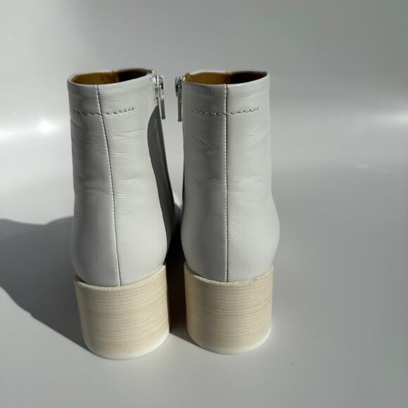 MM6 Maison Martin Margiela White Lambskin Anatomic 45 Ankle Boots 37 NIB $550 - Picture 8 of 16